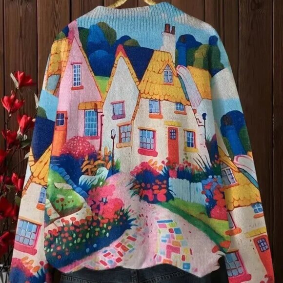 Colorful Bright Neighborhood Sweater - Picture 4 of 4